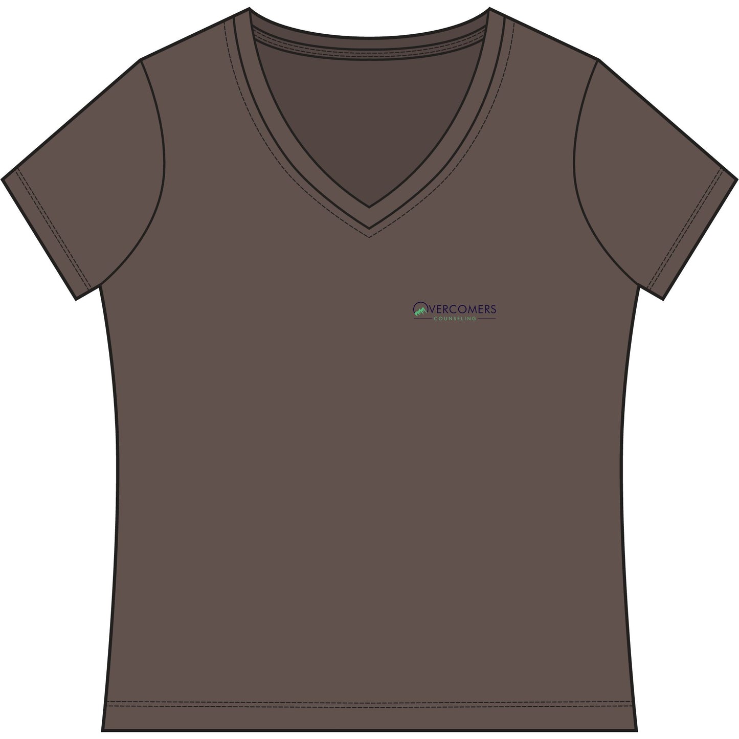 Overcomers Women's V-Neck Tee — Small Chest Logo Casual Top