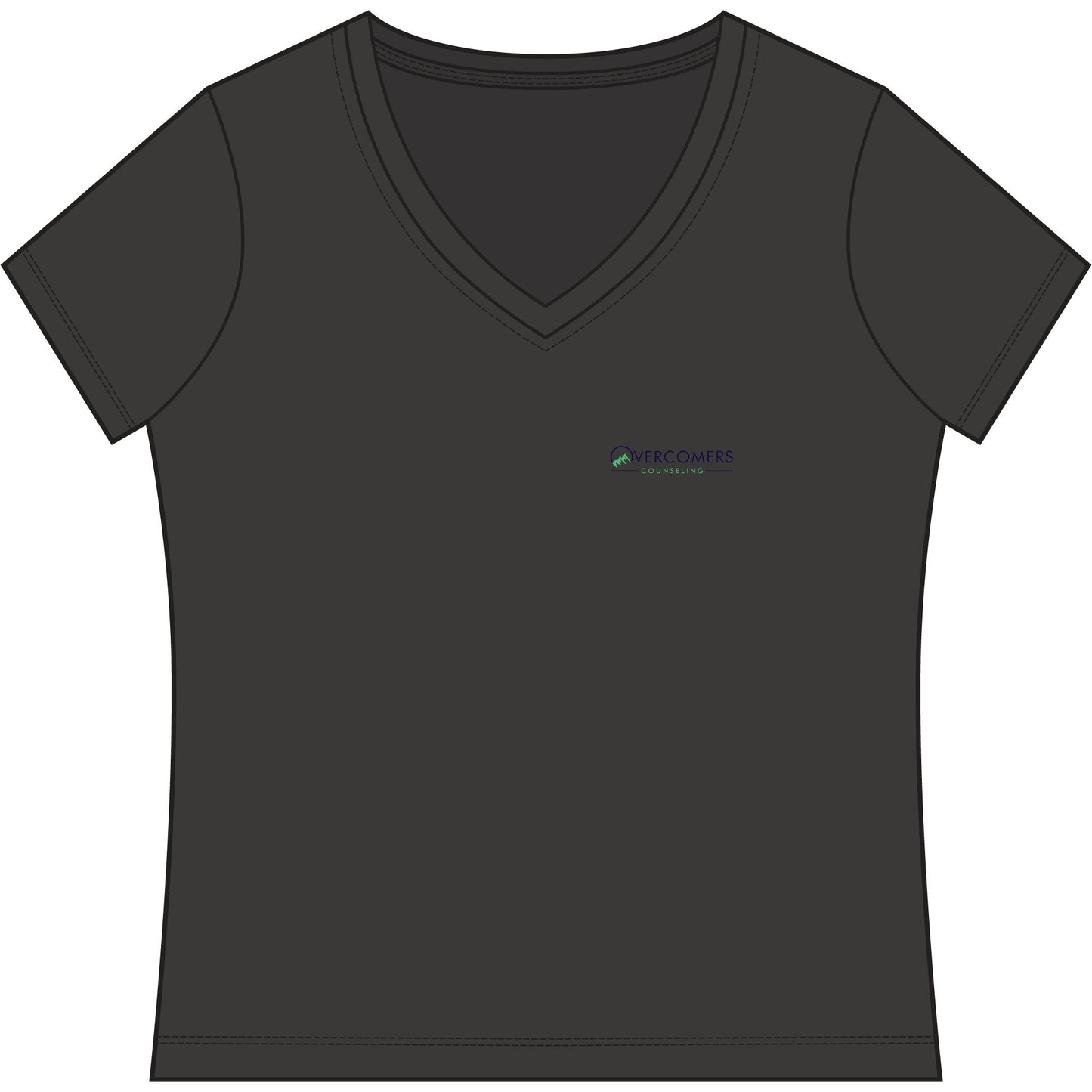 Overcomers Women's V-Neck Tee — Small Chest Logo Casual Top
