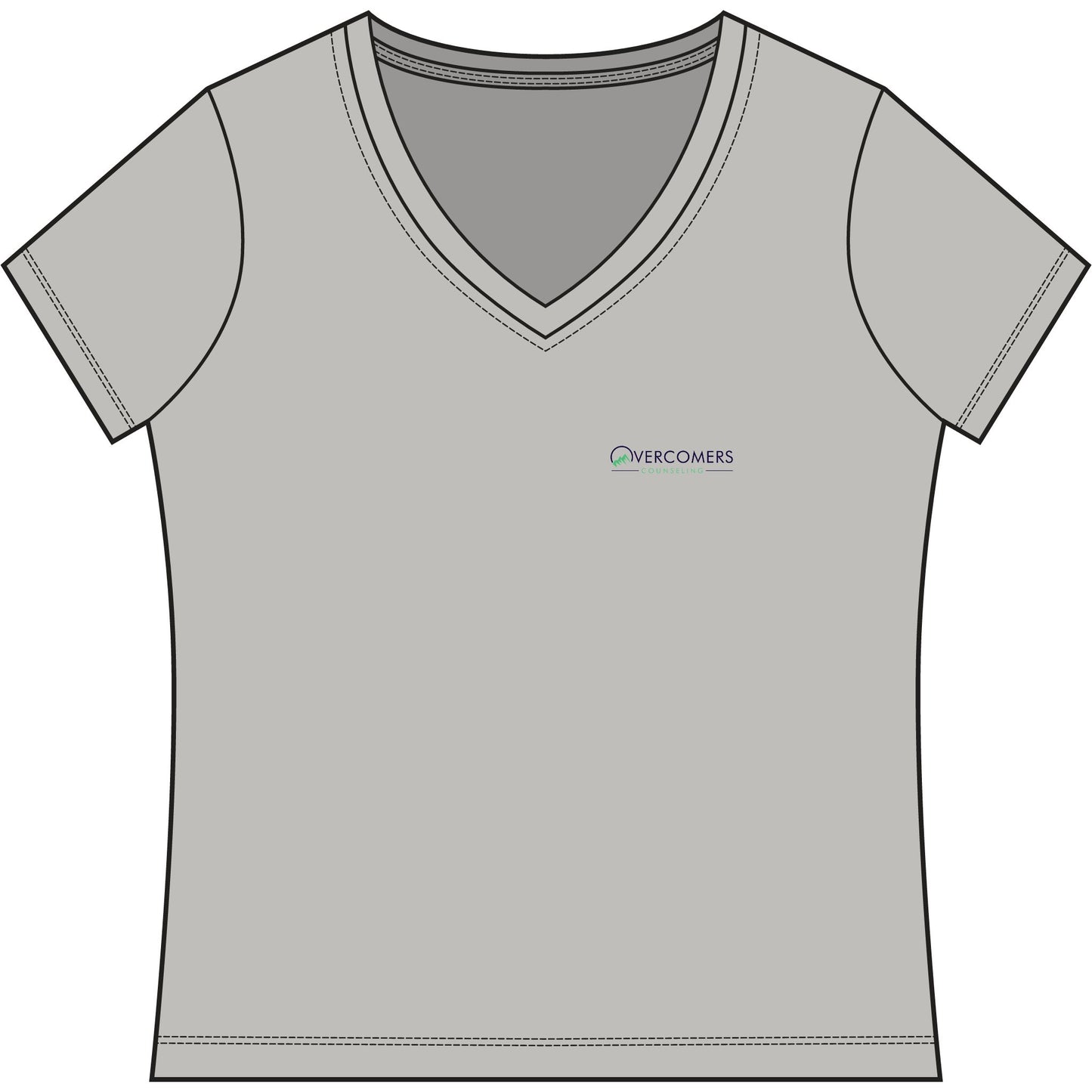 Overcomers Women's V-Neck Tee — Small Chest Logo Casual Top