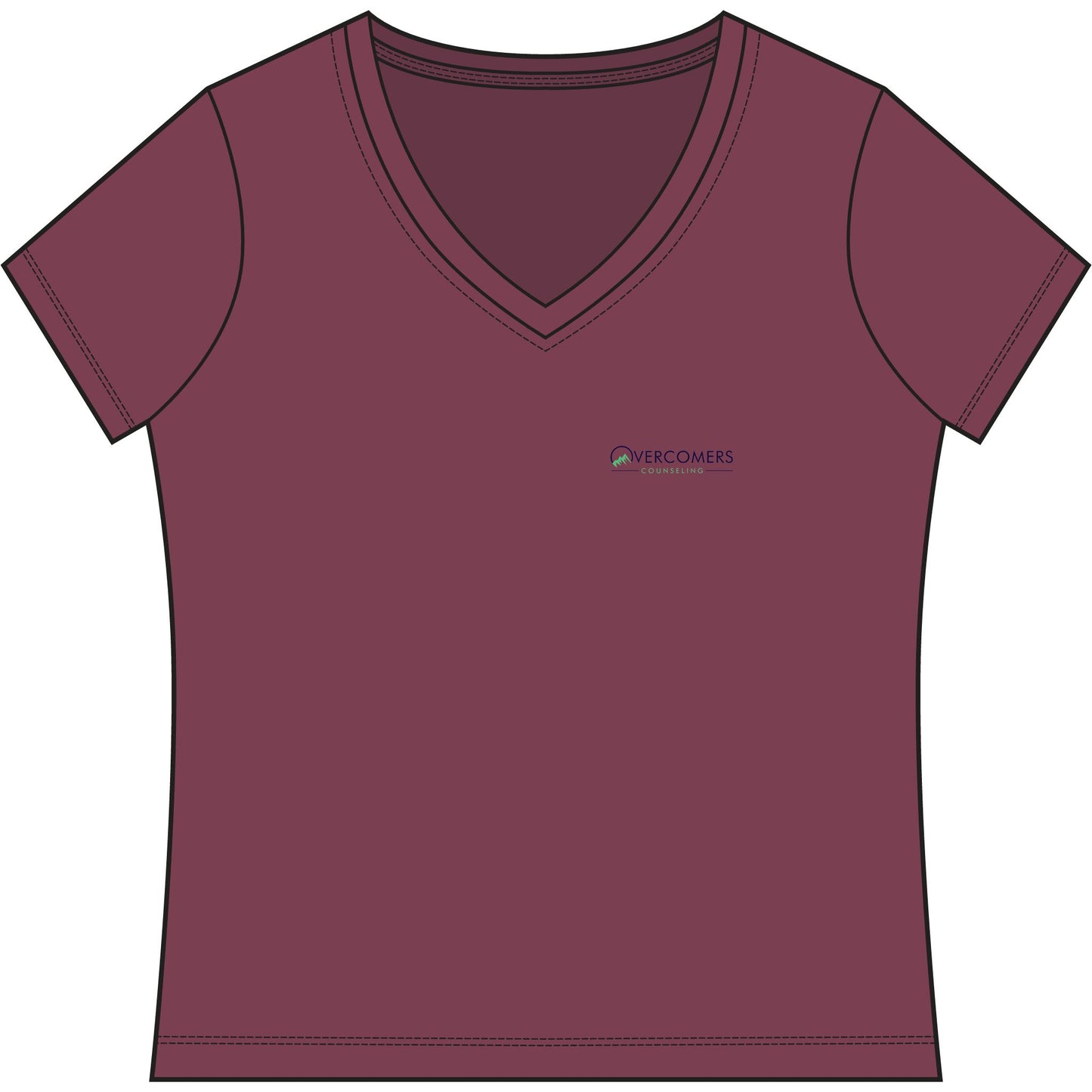 Overcomers Women's V-Neck Tee — Small Chest Logo Casual Top