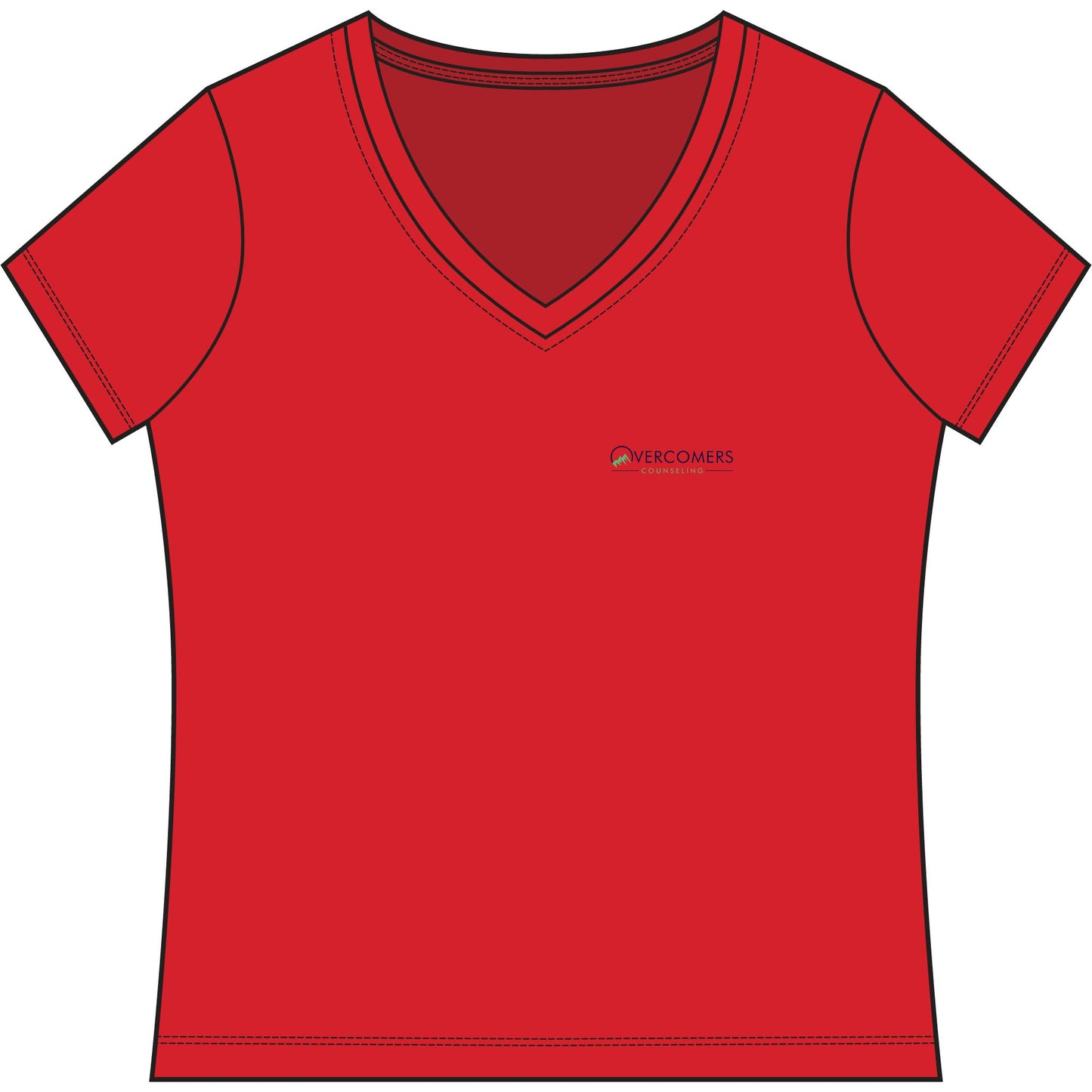 Overcomers Women's V-Neck Tee — Small Chest Logo Casual Top