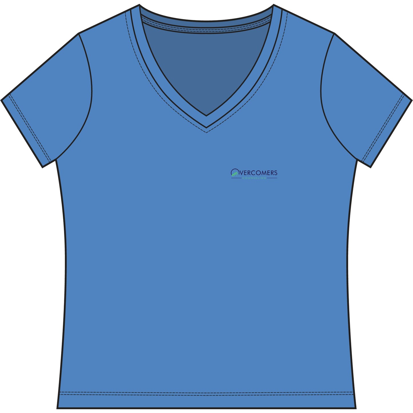 Overcomers Women's V-Neck Tee — Small Chest Logo Casual Top