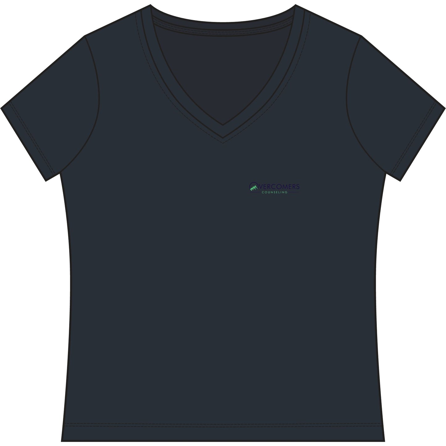 Overcomers Women's V-Neck Tee — Small Chest Logo Casual Top