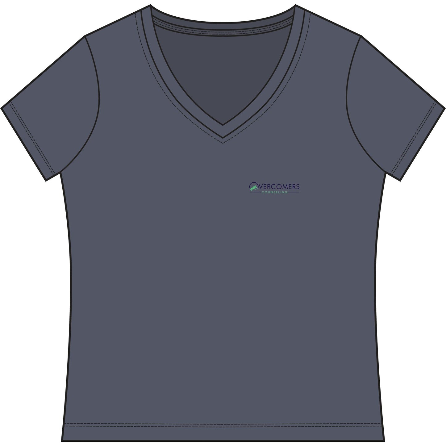 Overcomers Women's V-Neck Tee — Small Chest Logo Casual Top