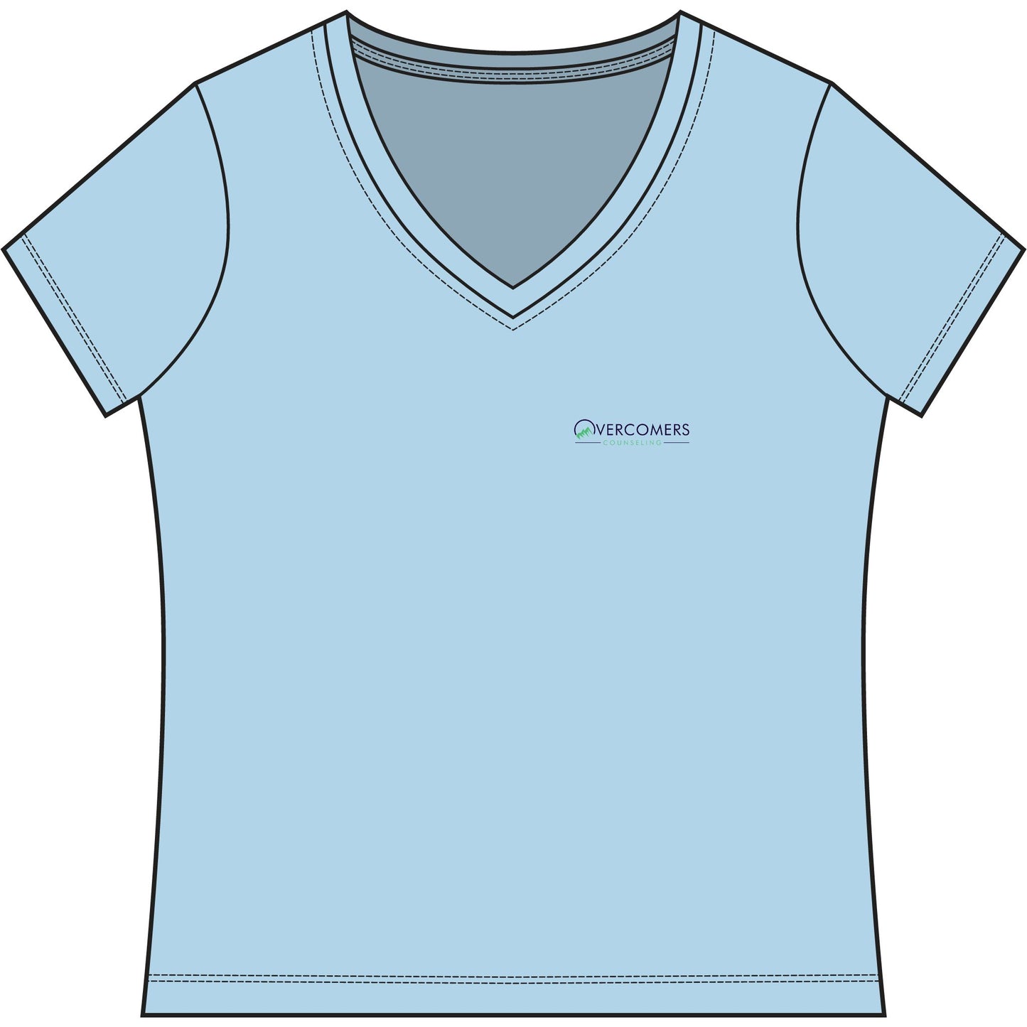 Overcomers Women's V-Neck Tee — Small Chest Logo Casual Top